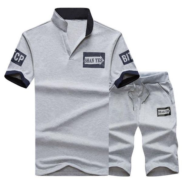

tracksuit sportswear men shorts summer brand t shirt men letter printed sporting set fashion suit male famous brand men shirt designer, Gray