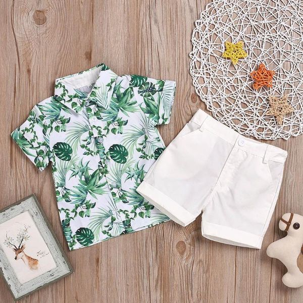 

новые наряды малыш мальчики одежда летний принт набор детская одежда рубашка с коротким рукавом костюм для маленьких мальчиков костюм для де, White