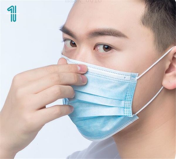 

быстрое delivey оптовая одноразовые маски воздухопроницаемый пыленепроницаемый маска 3 слоя 1шт non сплетенный синий цвет маски с петлевыми