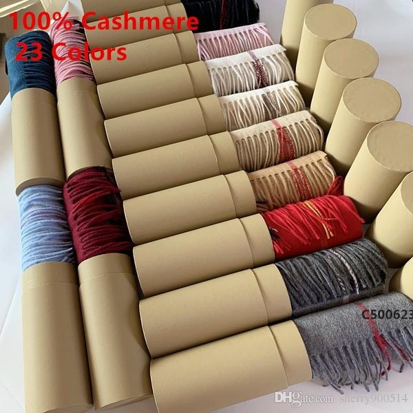 

with round tube box 2019 winter 100% cashmere scarf classic check scarfs women men pashmina shawls and scarvesc500623, Blue;gray