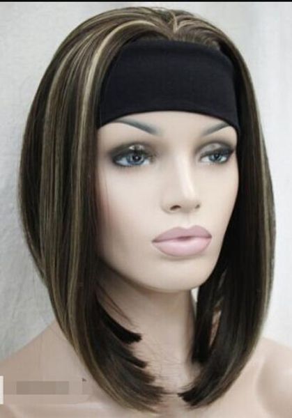Wig Ll 002472 Short Brown Blonde Mixed Headband Women 3 4