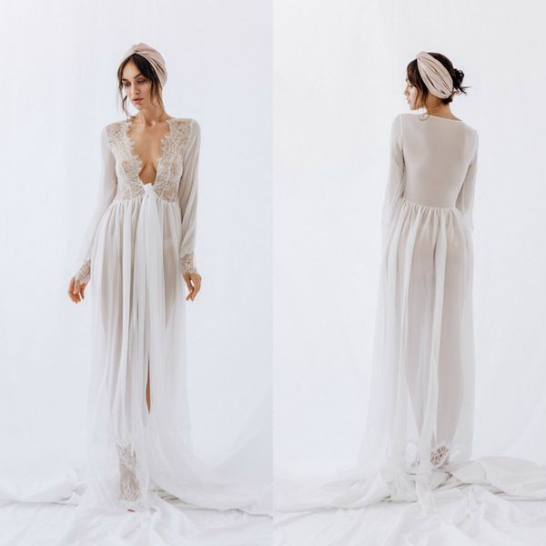 

boudoir dress lingerie bridal bathrobe appliqued women nightgown pajamas sleepwear women illusion dressing gowns housecoat nightwear custom, White;pink