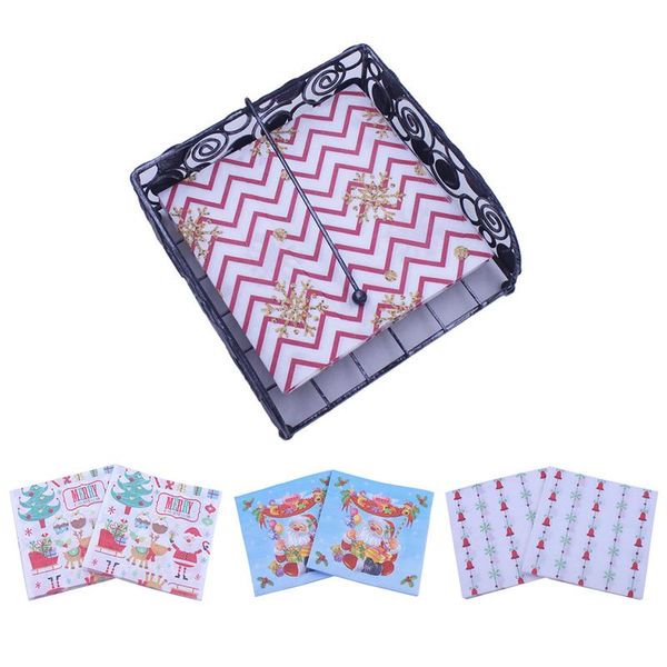 

20pcs christmas decoration printing paper napkin santa claus table decoration paper towels