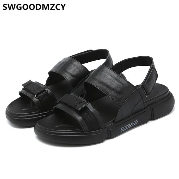 

outdoor sandals casual gladiator sandals men summer shoes designer shoes men genuine leather sandal for zuecos hombre buty, Black