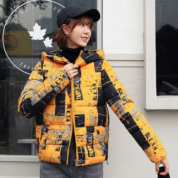 

2019 hooded winter jacket short cotton padded womens coat autumn casaco feminino inverno camouflage parka zipper jacket women, Tan;black