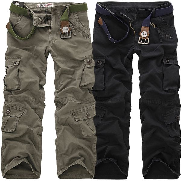 

men's pants 2021 selling brand 3 color fashion men army cargo pant camouflage for size 29-38 casual trouser, Black