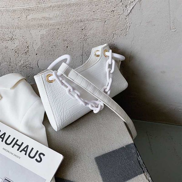 

acrylic chain handbag leather underarm shoulder bag baguette shape bag fashion bags for women 2020 schoudertas