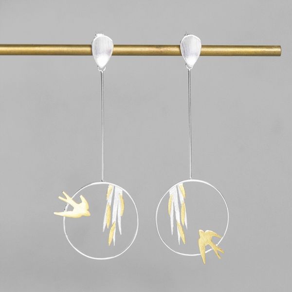 

inature 925 sterling silver handmade fashion flying swallow drop earrings for women jewelry
