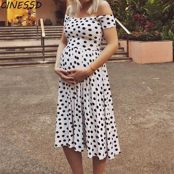 

2020 maternity dresses for p shoot pregnant dress for pregnant women dot printed summer dress pregnancy clothes s-xxl, White