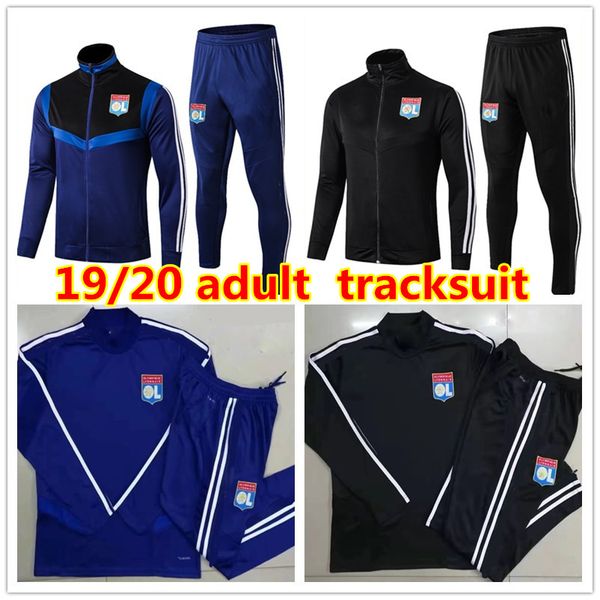 

2019 olympique lyonnai track uit occer jogging football top coat pant port training uit 2019 2020 lyon full zip jacket, Black;red