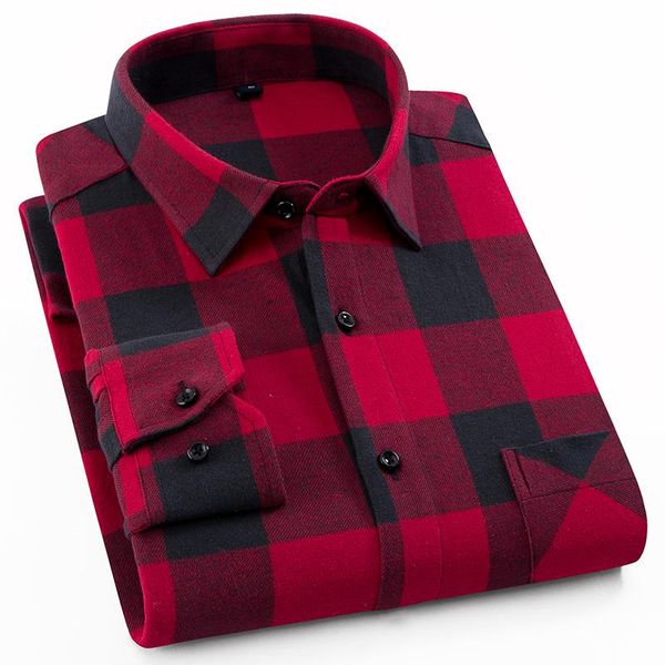 

2019 new men's plaid flannel shirt soft comfortable spring male shirt business casual long-sleeved shirts, White;black