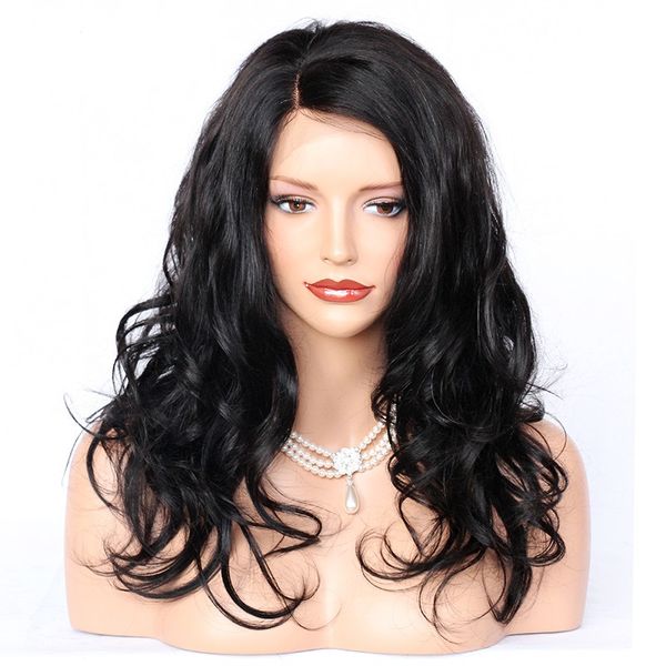 

4x1 lace front human hair wigs brazilian remy wavy wig pre plucked left part 180 density wavy hair good quality in stock, Black;brown