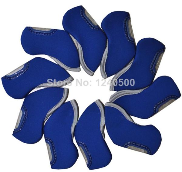 

10 pcs blue color branded golf iron head covers headcovers ^d1