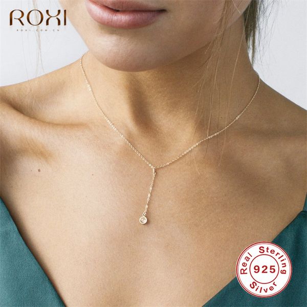 

roxi 925 sterling silver necklace women gold cz lariat necklace bohemian long chain y necklaces & pendants statement jewelry