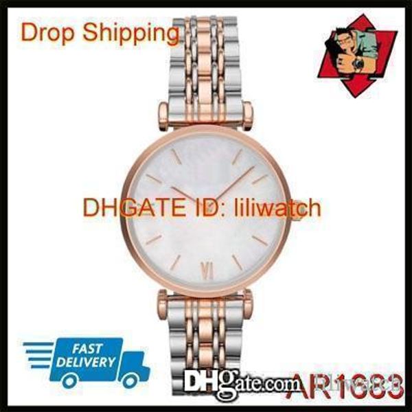 

100% original japan movement drop shipping ladies' classic rose gold & silver tone designer watch ar1683 ar1840, Slivery;brown