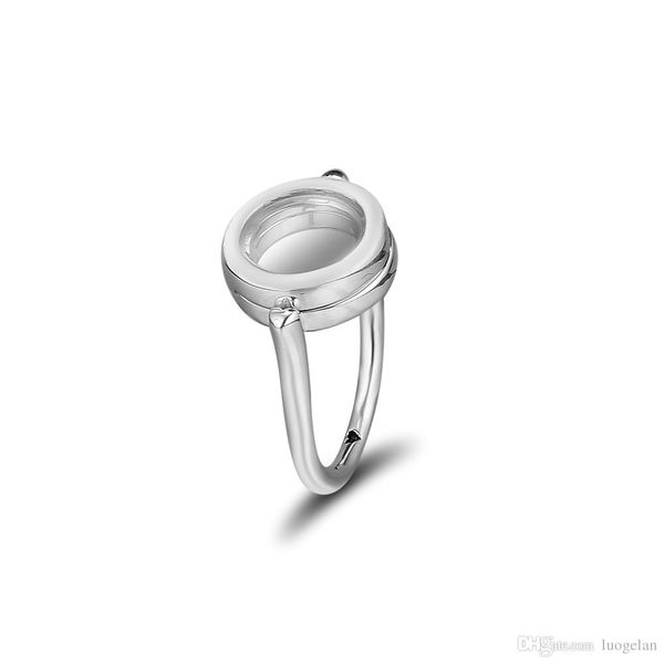 

2018 winter 925 sterling silver rings floating locket ring original fashion engagement wedding rings diy charms jewelry for women, Slivery;golden