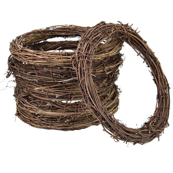 

rattan wreath, twigs wreath diy vine wreath decorations for front door wall hanging, 7.9 inches,6 pcs