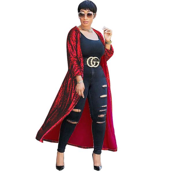 

женская мода пальто 2020 весна новое пальто long solid color sexy блестки ветровка большой размер кардиган верхняя одежда, Tan;black