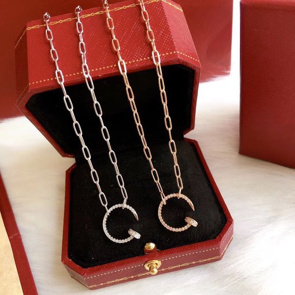 

designer necklaces s925 sterling silver nail necklace hollow chain show women's unique charm exquisite gift for women
