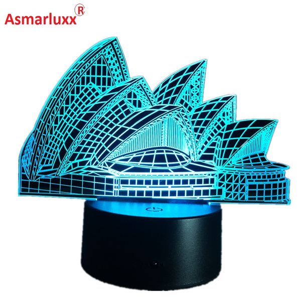 

australia opera 3d led lamp color changing night light indoor 3d night lamp led bulb usb novelty light for friends children gift