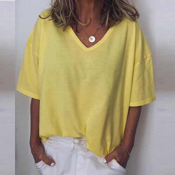 

summer women designer tshirts casual solid color loose simple comfortable short sleeve tshirts casual women summer clothes, White