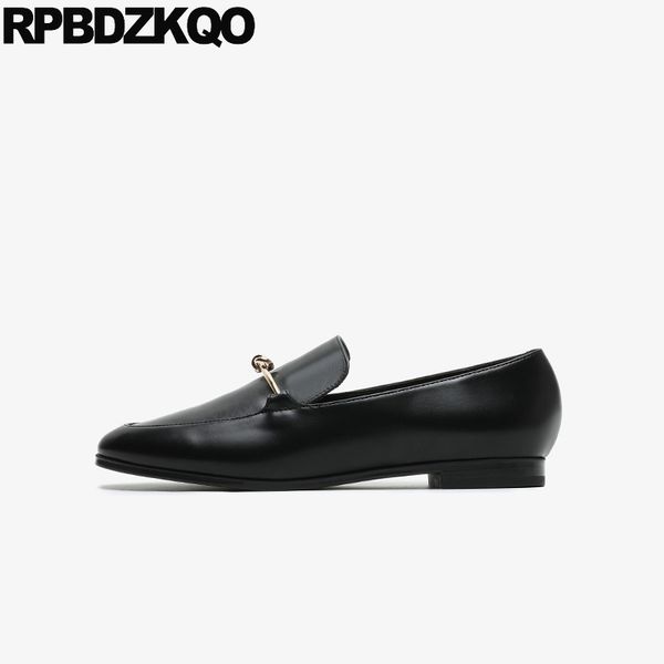 

shallow loafers metal women casual round toe black slip on fashion chinese 2019 spring autumn ladies shoes china flats