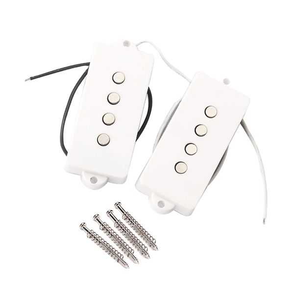 

1 set noiseless 4 strings electric bass pickups white with screws diy