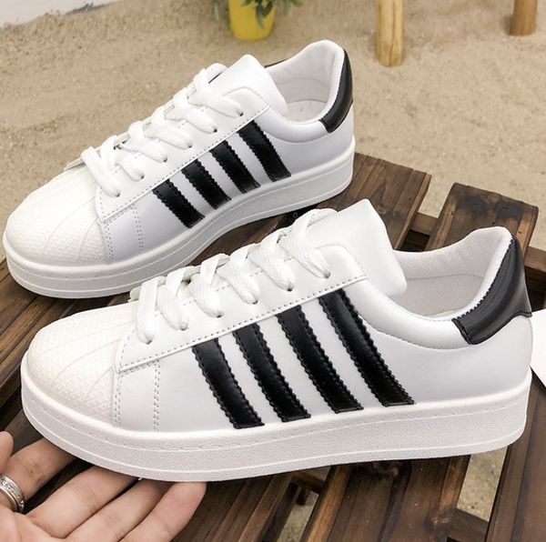 

women's vulcanize shoes sneakers women white platform sneakers pu leather shoes ladies casual thick sole flats shoe, Black