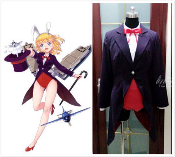 

warship girls r shipwright princeton rabbit role-playing costumes/ing, Black;red