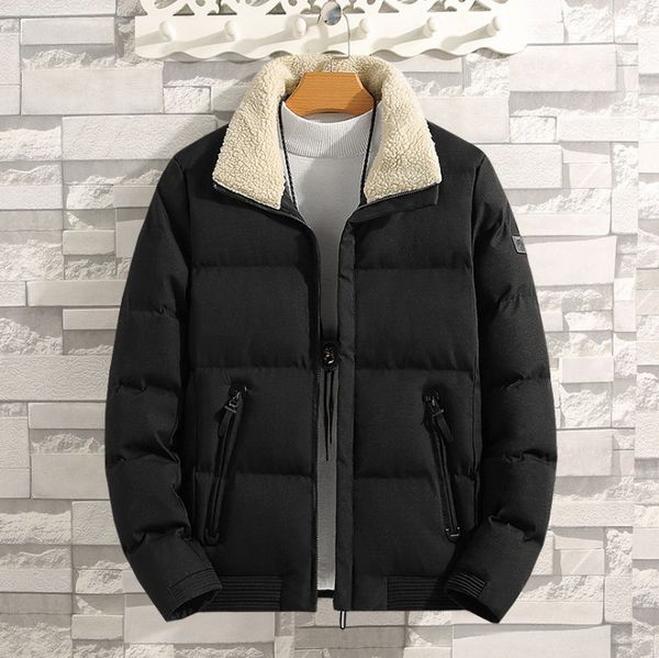 

men's winter short down cotton jacket young velvet jacket lapel neck thick wam mens outerwear coat, Black;brown