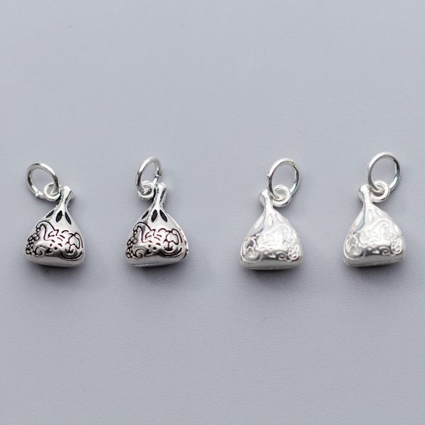 

925 sterling silver printing money bag charms s925 silver cubic lucky pendants diy jewelry making material, Bronze;silver