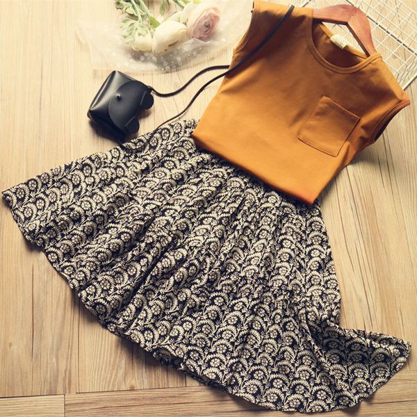

muqgew 2019 new baby girl clothes toddler girls outfit set kids baby girl sleeveless vest t shirt floral princess skirt set, White