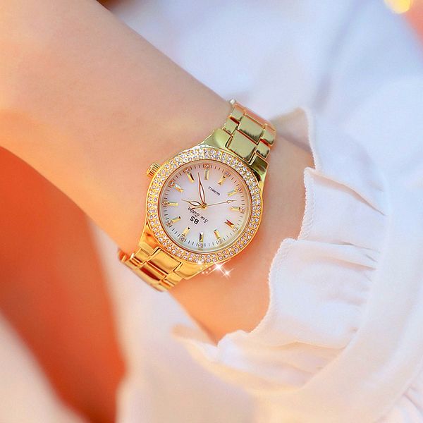 

2019 fashion rose gold quartz watches female stainless steel wristwatches lady crystal watch women dress watch, Slivery;brown