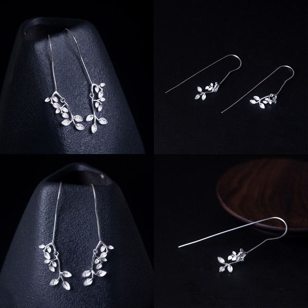 

925 s silver concise nation wind leaf eardrop woman temperament literature leaf earrings long a silver ear rings charm earrings charms, Golden