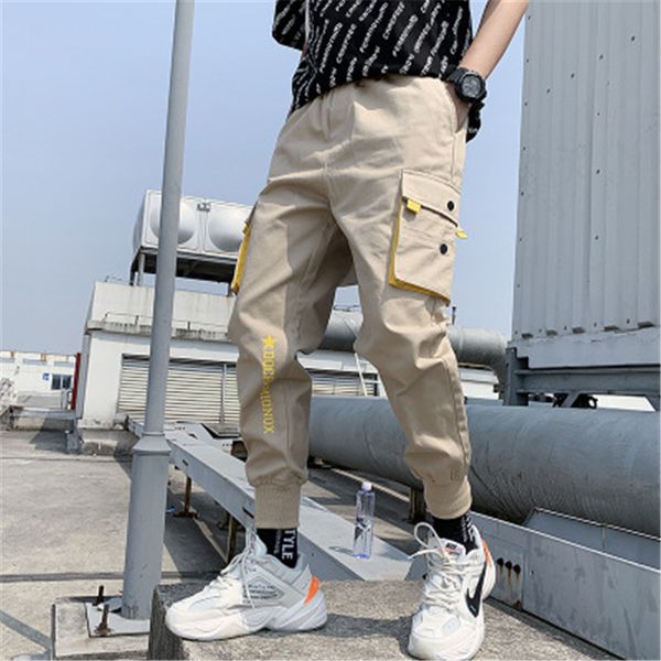 

2020 новый стиль casual брюки мужчины хлопок streetwear hip hop черный мужские бегуны брюки multi-карманы человек брюки, Black