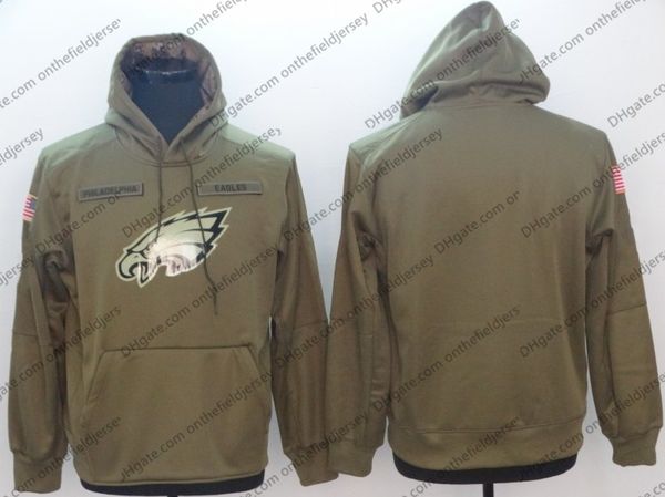 

Men's Philadelphia Sweatshirt Eagles Hoodie 2018 Olive Salute to Service Sideline Therma Performance Pullover Hoodie S-3XL