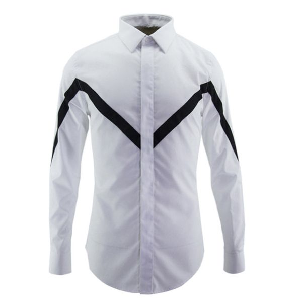 

men shirt summer and autumn black and white splicing simple joker men's youth shirt wind cotton, White;black
