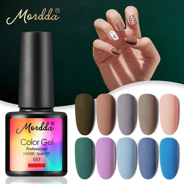 

mordda 8 ml gel nail polish gel varnish semi permanent uv led nail lacquer soak off hybrid painting need matte coat, Red;pink