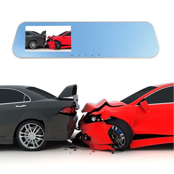 

f1c 1080p hd dual lens 4.3 tft rearview mirror dash cam with car recorder and reverse parking system 140 angle 500m pixel car dvr