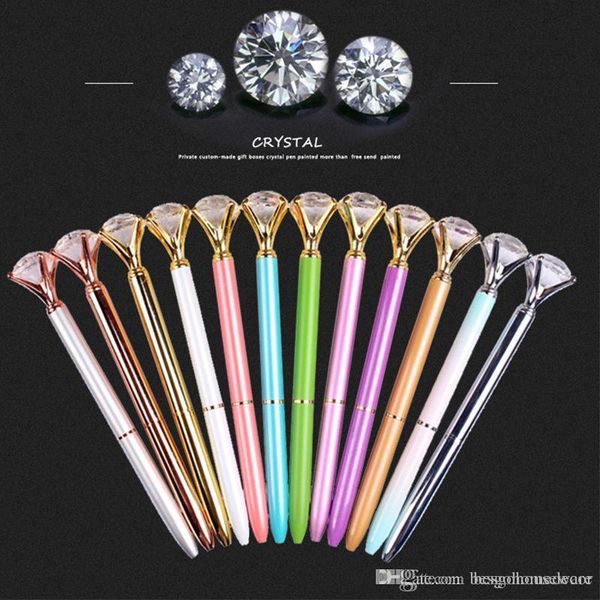 

28 цветов student ручка с большим алмазом подарок промотирование diamond crystal шариковых ручки школа офис металл gem шариковой ручкой bh13, Blue;orange