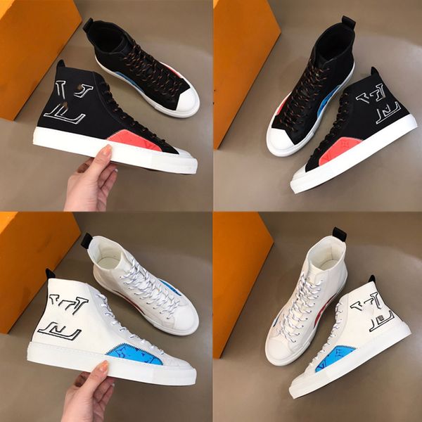 

denim new famous high help canvas brands shoe embroidered casual shoes mens leather sneakers designer sports shoes, Red;white