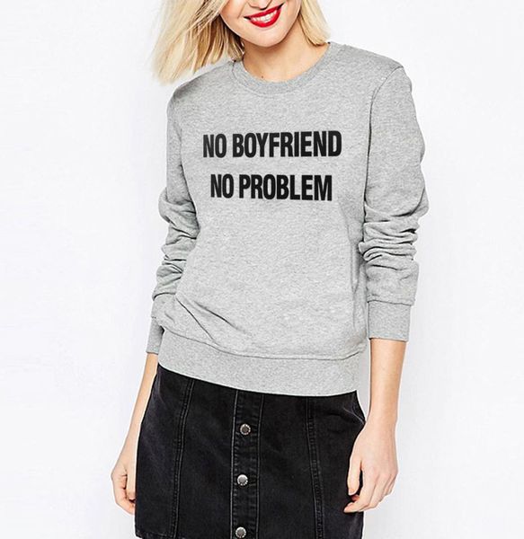 

no boyfriend no problem women funny slogan sweatshirt 2019 fashion brand harajuku tracksuit casual kpop hoodies hooded pullover, Black