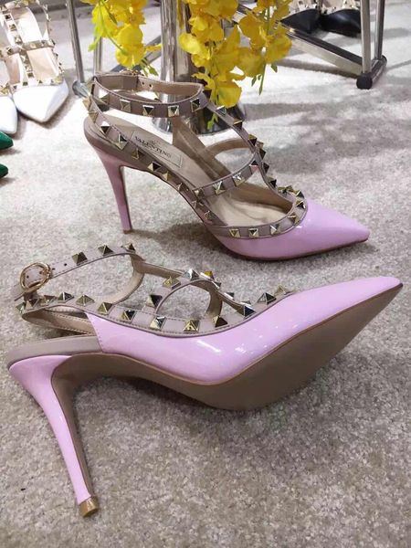 

women luxury high heels dress shoes party fashion rivets girls pointed toe shoes buckle platform pumps wedding dress shoes, Black