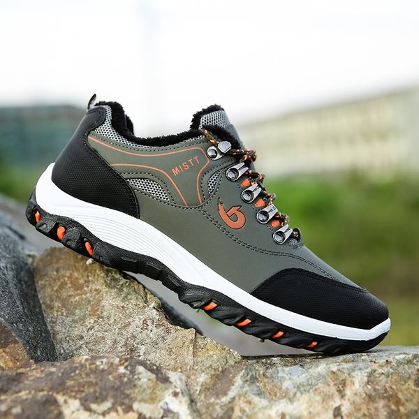 

2020 зима плюс бархатная спортивная обувь мужская хлопчатобумажная обувь теплая повседневная нескользящая походная износостойкая мягкая нижн, Black