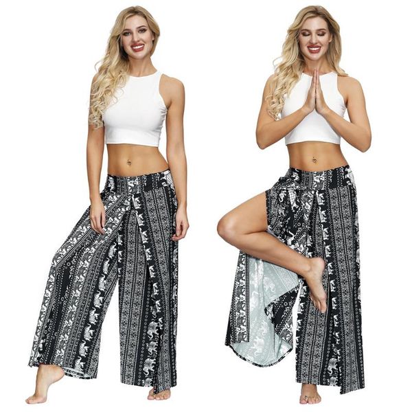

boho jumpsuit print harem pants for women casual summer loose trousers baggy -l size daily wear female trouser excesize wear, Black;white