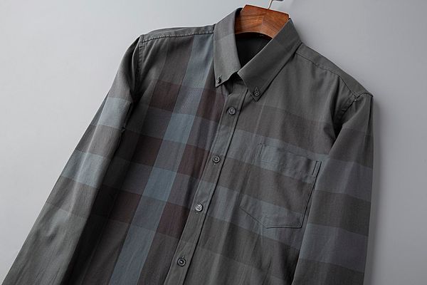 

high end burberri mens designer dress shirts luxury brand custom men shirts fashion street fashion classic plaid casual versatile shirt, White;black