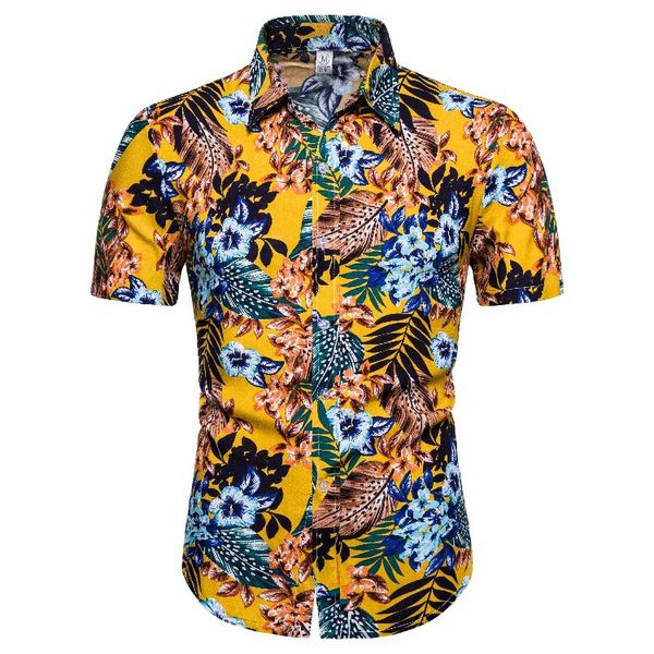 

men's summer creative hawaii beach resort short sleeve printed business casual fashion personality slim shirt mens dress shirts, White;black
