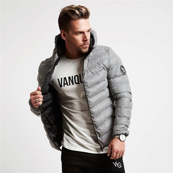 

winter new style warm cotton-padded clothes sports fitness hooded warm zip-up jacket men's cotton-padded clothes coat, Blue;black