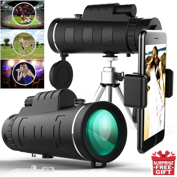 

50x60 portable hd optical monocular tele cope day night vi ion phone clip tripod
