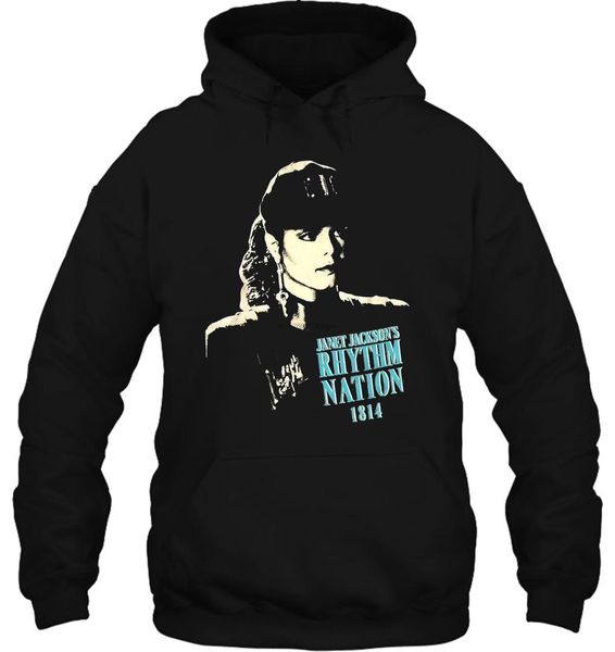 

men hoodie janet jackson rhythm nation 1814 teal text black new official merch women streetwear